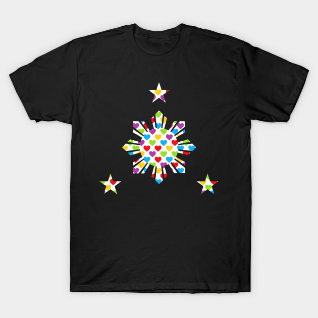 Philippines Sun and Stars Hearts Filipino Flag T-Shirt by Filipino